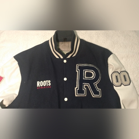 Vintage ROOTS Canada Wool Body Leather Arms Letterman Varsity 2000 Jacket Coat - Picture 7 of 16